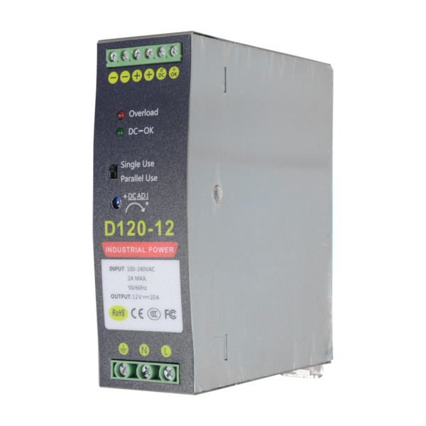 Fuente de alimentación conmutada - Salida DC 12 V 10 A / 120 W - 2 salidas - Voltaje entrada 90 V ~ 264 V - 135 (Fo) x 121 (Al)