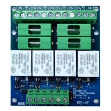 GL-Seguridad RE-4F24 Modulo 4 relés con fusible. Alimentación a 24v