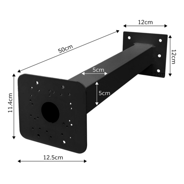 Global BACULO-BRAZO-BULLET-500-NEGRO Soporte de 500mm para instalación de camara bullet en báculo de 6m de color negro (1)