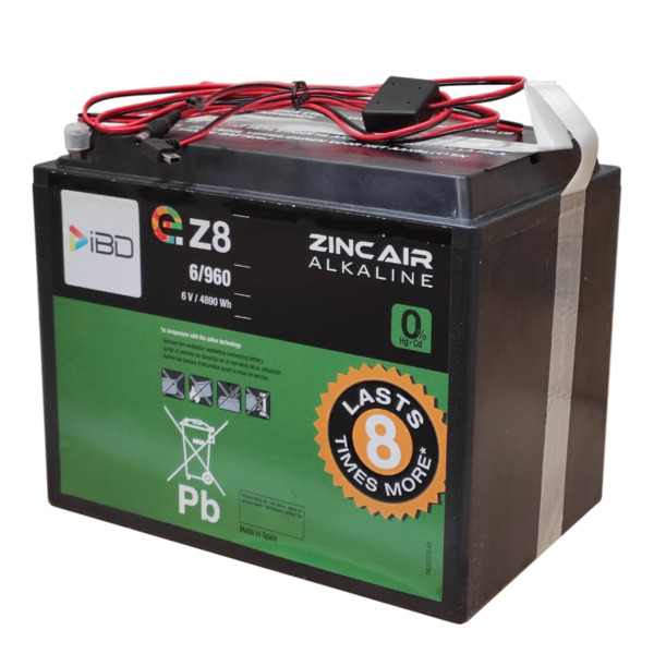 Global BAT-6V960-DC-eZ8 Batería de Zinc-Aire 6V-960 (6V/4890Wh) eZ8. Triple conector DC