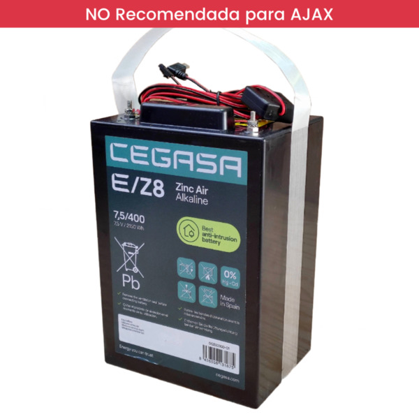 Global BAT-7.5V400-DC-eZ8-V Batería de Zinc-Aire 7.5V-400 (7.5V/2150Wh) - Modelo vertical. Triple conector DC: Jack, mini USB y (1)