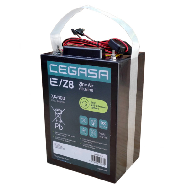 Global BAT-7.5V400-DC-eZ8-V Batería de Zinc-Aire 7.5V-400 (7.5V/2150Wh) - Modelo vertical. Triple conector DC: Jack, mini USB y