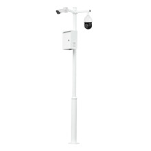 Global KIT-BACULO-45-BLANCO Báculo desmontable de 4,5m de altura en acero galvanizado de color blanco con soporte para cámara y