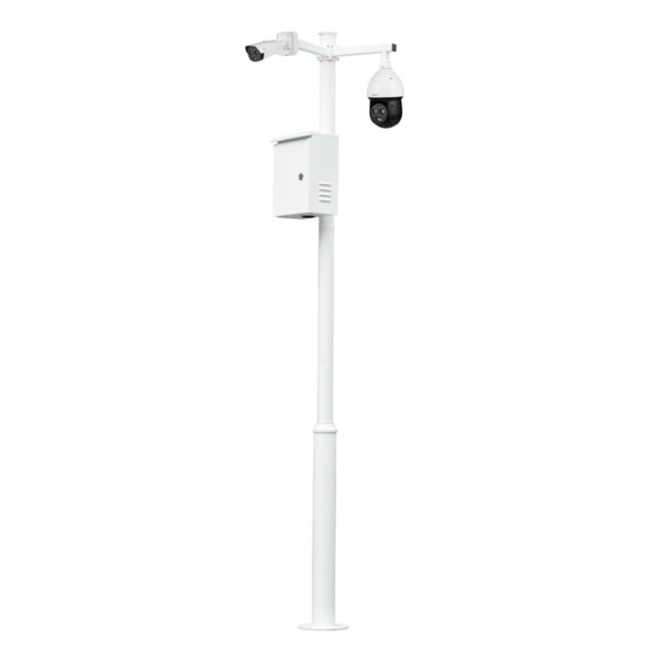 Global KIT-BACULO-45-BLANCO Báculo desmontable de 4,5m de altura en acero galvanizado de color blanco con soporte para cámara y
