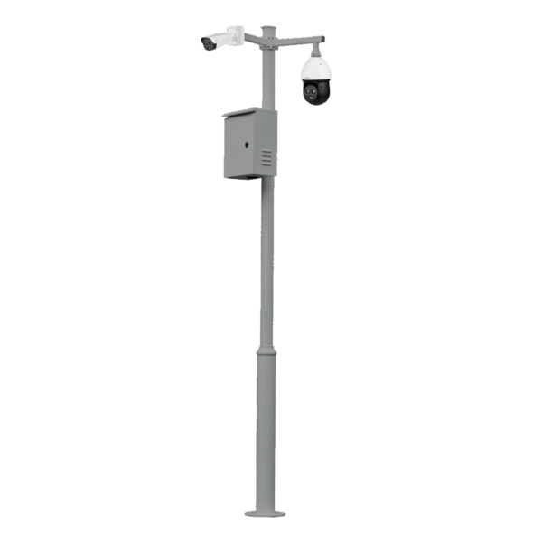 Global KIT-BACULO-45-GRIS Báculo desmontable de 4,5m de altura en acero galvanizado de color gris con soporte para cámara y spee