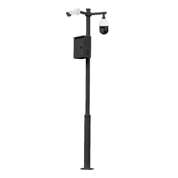 Global KIT-BACULO-45-NEGRO Báculo desmontable de 4,5m de altura en acero galvanizado de color negro con soporte para cámara y sp