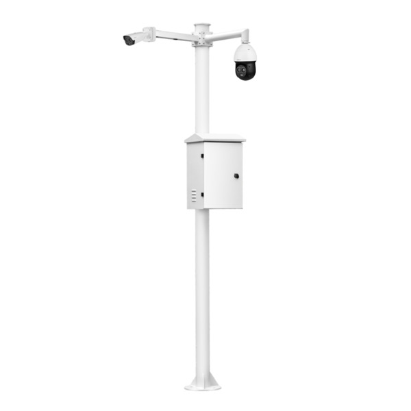 Global KIT-BACULO-60-BLANCO Báculo desmontable de 6m de altura en acero galvanizado de color blanco con soporte para cámara y sp