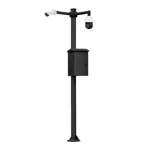 Global KIT-BACULO-60-NEGRO Báculo desmontable de 6m de altura en acero galvanizado de color negro con soporte para cámara y spee