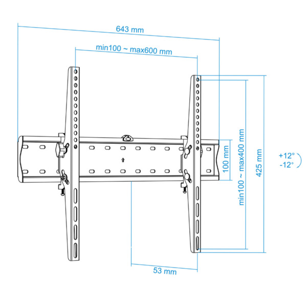 Global LP4270T-B Soporte Pared Monitores 37"-70" hasta 40kg. Inclinación +12°/-12° (3)