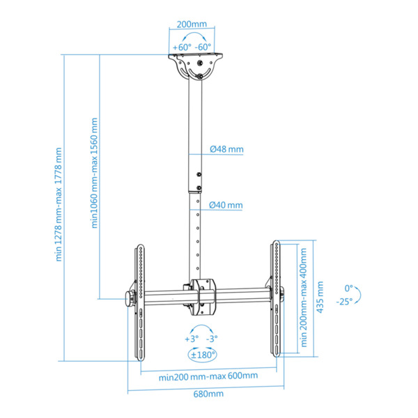 Global LPCE1170TSLI-B Soporte de techo para pantallas 37"-70" (6)