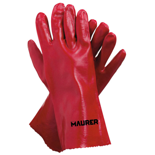 Guantes Pvc Rojo 35 cm. (Par)