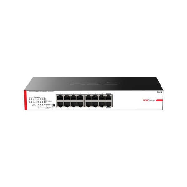 H3C H3C-11 BS216 Switch H3C Magic BS216. 16 puertos RJ45 Gigabit auto negociados. Modos de trabajo estándar, aislamiento, agrega