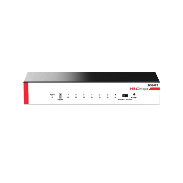 H3C H3C-7 BS208T Switch H3C Magic BS208T. 8 puertos RJ45 Gigabit auto negociados. Modos de trabajo estándar y de aislamiento. So