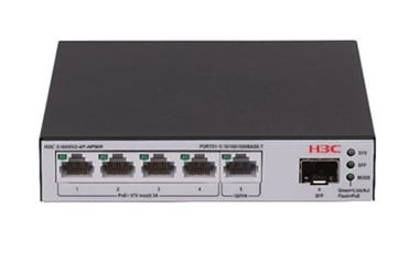 H3C LS-1600V2-6P-HPWR-GL switch Gestionado L2 Gigabit Ethernet (10/100/1000) Energía sobre Ethernet (PoE) Gris, Negro (1)