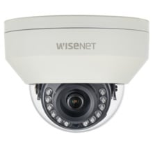 Hanwha Vision HCV-7010R Mini-domo AHD y analógica, 4Mpx, óptica fija 2.8mm, IR 20 m, WDR, IP66, IK10, 12Vdc