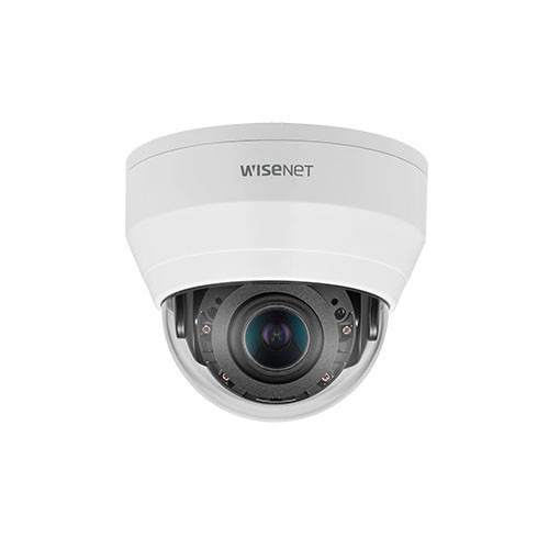 Hanwha Vision QND-8080R Cámara mini-domo IP 5Mpx, óptica motorizada 3.2-10mm, IR 20 m con ICR, WDR, H.265, SD, E/S alarma, inter