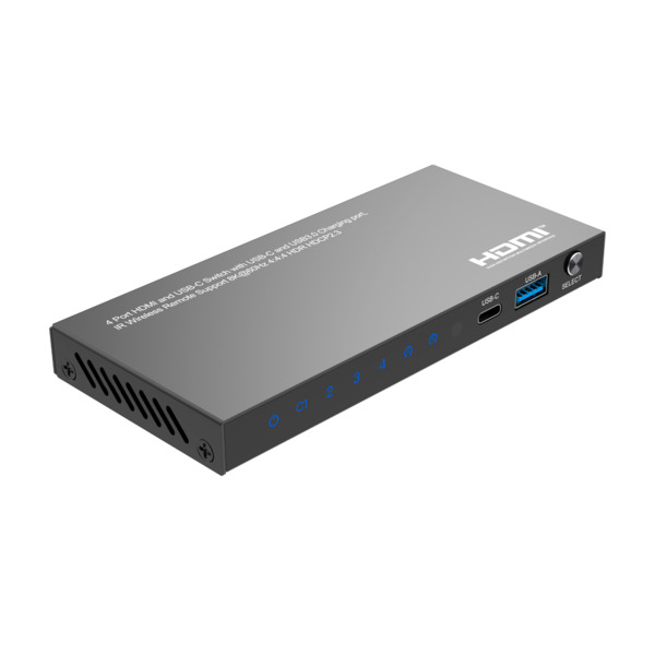 HDMI Switch - 3 Entradas HDMI - 1 entrada USB-C - 1 Salida HDMI  - Resolución 8K@60Hz - Control con mando a distancia