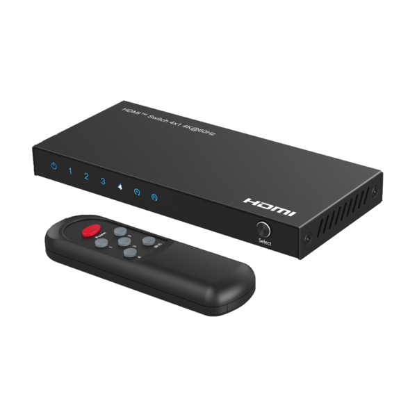 HDMI Switch - 4 Entradas HDMI - 1 Salida HDMI - Resolución 4K@60Hz - Botonera - Control con mando a distancia