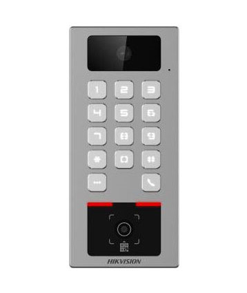 HIKVISION ACCESS CONTROL DS-K1T502DBWX-CQR Terminal 2en1 Autónomo Exterior. Cámara 2MP. Control Acceso tarjeta/teclado/QR y Vide
