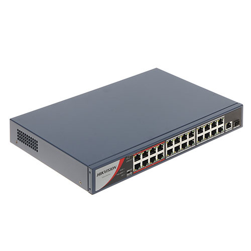 HIKVISION ACCESSORIES DS-3E0326P-E/M(B) Switch Hikvision 24 puertos PoE 10/100M RJ45, 1 puerto Gigabit RJ45, 1 puerto Gigabit SF (1)