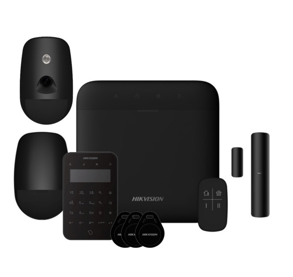 HIKVISION ALARMS AXPRO-64-CAM-PIR-M-K-R-BLACK Kit AXPRO 868MHz 64 zonas Hikvision Panel + PIRCAM + PIR + Mando + Teclado + Conta