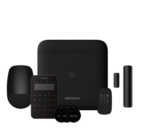 HIKVISION ALARMS AXPRO-96-PIR-M-K-R-BLACK Kit AXPRO 868MHz 96 zonas Hikvision Panel + PIR + Mando + Teclado + Contacto (Color Ne