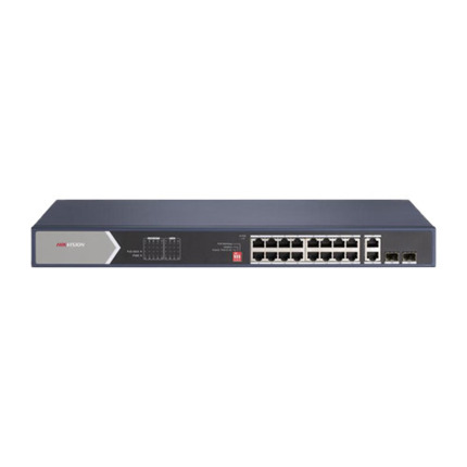 Comprar HIKVISION BASIC DS-3E0520HP-E Switch PoE de 16 puertos de cobre 10/100/1000 (4 puertos Hi-PoE + 12 PoE+) + 2 cobre 1Gb + 2 SFP 1Gb. PoE 225W máx. Capa 2. Sin gestión.