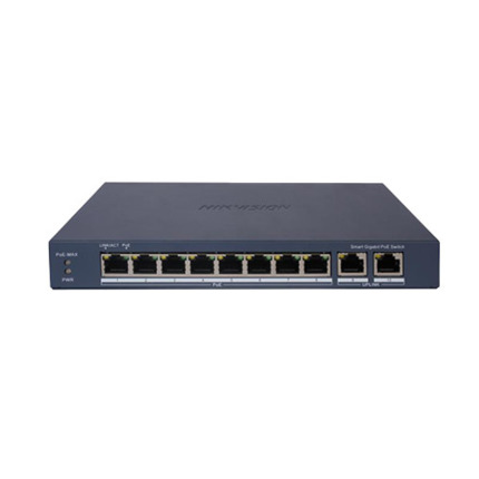 Comprar HIKVISION BASIC DS-3E1510P-EIV2 Switch PoE de 8 puertos de cobre 10/100/1000 (8 puertos PoE+ at/af extendido 300m) + 2 cobre Gigabit. PoE 110W máx (30W x puerto). Gestionable web
