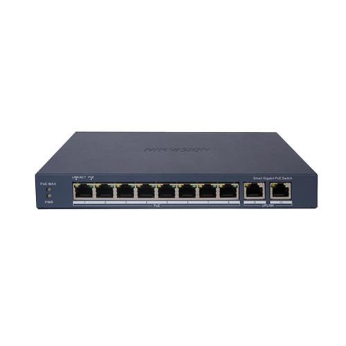 HIKVISION BASIC DS-3E1510P-EIV2 Switch PoE de 8 puertos de cobre 10/100/1000 (8 puertos PoE+ at/af extendido 300m) + 2 cobre Gig