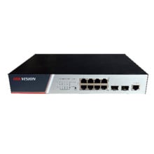 Hikvision Basic DS-3E2510P Switch PoE de 8 puertos de cobre 10/100/1000 (8 puertos PoE+) + 2 SFP 1000. PoE 130W máx. L2. Gestion