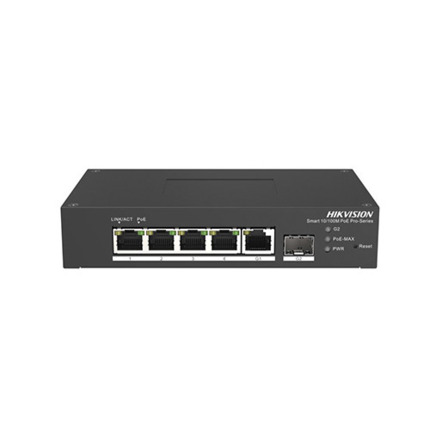 Comprar HIKVISION BASIC DS-3T1306P-SI-HS Switch 4puertos PoE 10/100 Mbps, 1 x 1 Gigabit RJ45, 1 x 1 fibra óptica.