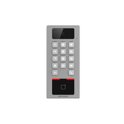HIKVISION BASIC DS-K1T502DBWX-C Terminal autónomo de exterior con cámara, videoportero, WiFi, lector MIFARE, Bluetooth y PIN. IP