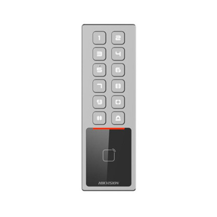 Comprar DS-K1T805MBWX Terminal autónomo para exterior, antivandálico IP65 & IK08 con lectura proximidad Mifare, bluetooth y PIN.
