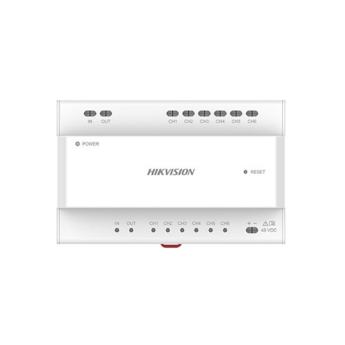 HIKVISION BASIC DS-KAD7060EY-S Distribuidor multi-edificio para sistemas de 2 hilos de nueva generación, instalación en carril D