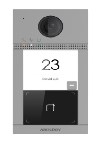 HIKVISION BASIC DS-KV8113-WME1 Videoportero IP de superficie exterior con 1 pulsador de llamada, lector de proximidad de Mifare