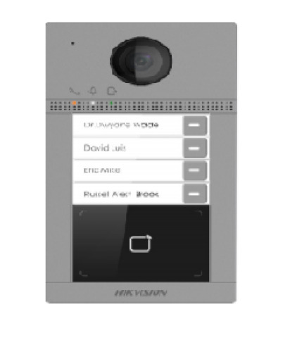 HIKVISION BASIC DS-KV8413-WME1 Videoportero IP de superficie exterior con 4 pulsadores de llamada, lector de proximidad de Mifar