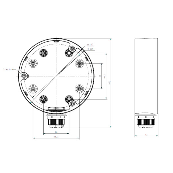HIKVISION DS-1280ZJ-DM21-BLACK Caja de conexiones - Para cámaras domo - Apto para uso exterior - Instalación en techo o pared - (3)