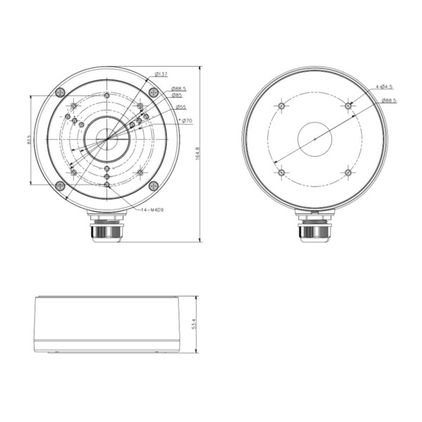 HIKVISION DS-1280ZJ-S-BLACK Caja de conexiones - Para cámaras domo o bullet - Apto para uso exterior - Instalación en techo o pa (1)