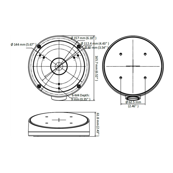 HIKVISION DS-1281ZJ-M(Black) Caja de conexiones - Para cámaras domo - Apto para uso exterior - Instalación en techo inclinado - (1)