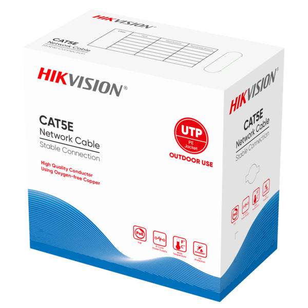 HIKVISION DS-1LN5EO-UU/E Hikvision cable UTP categoría 5E - Conductor OFC, 99,5% cobre - Material PVC - Se suministra en caja de