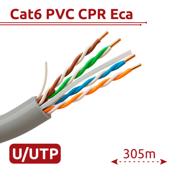 HIKVISION DS-1LN6-UE-W Hikvision cable UTP categoría 6 - Conductor OFC, 99,5% cobre - Diámetro 24 AWG-0,53mm - Certificado Eca/U
