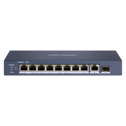 Comprar HIKVISION DS-3E0510HP-E Switch Hi-PoE Hikvision  - 8 puertos PoE + 1 Uplink RJ45 + 1 Uplink SFP - Velocidad de puertos Gigabit 10/100/1000Mbps - 6 Puertos PoE+ 30W + 2 Puerto Hi-PoE 90W - PoE Watchdog - Hasta 110W Potencia PoE total