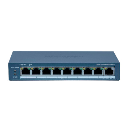 Comprar HIKVISION DS-3E1309P-EI Hikvision Switch PoE Gestionable - 8 puertos PoE 802.3af/at + 1 Uplink RJ45 - 8 RJ45 10/100 Mbps + 1 RJ45 10/100/1000 Mbps - 30W por puerto 802.3af/at / Máximo 120W - VLAN/Port Isolation/Loop Detection/LLDP - Link Aggregat