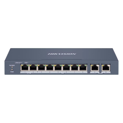 Comprar HIKVISION DS-3E1310HP-EI Hikvision HiPoE Switch Gestionable - 8 puertos PoE 802.3af/at + 2 Uplink RJ45 - 8 RJ45 10/100 Mbps + 2 RJ45 10/100/1000 Mbps -  802.3af/at/bt / Máximo 110W - VLAN/Port Isolation/Loop Detection/LLDP - Link Aggregation/PoE