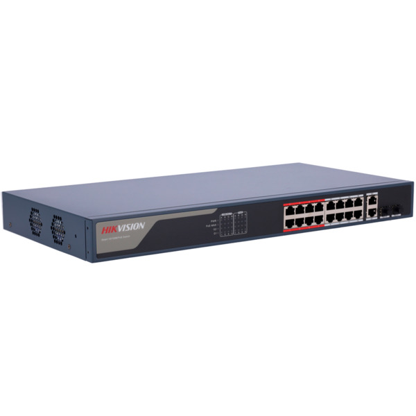 HIKVISION DS-3E1318P-EI Switch PoE Hikvision - 16 puertos RJ45 FE + 2 puertos Gigabit RJ45/SFP - 16 Puertos PoE+ 802.3af/at - Ha (3)