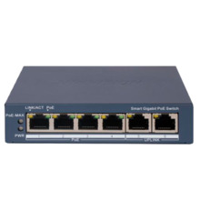 HIKVISION DS-3E1506P-EI Hikvision Gigabit PoE Switch Gestionable - 4 puertos PoE 802.3af/at + 2 Uplink RJ45 - 4 RJ45 10/100/1000