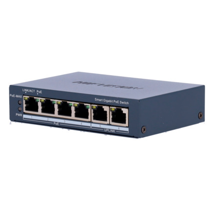Comprar HIKVISION DS-3E1506P-EI Hikvision Gigabit PoE Switch Gestionable - 4 puertos PoE 802.3af/at + 2 Uplink RJ45 - 4 RJ45 10/100/1000 Mbps + 2 RJ45 10/100/1000Mbps -  802.3af/at / Máximo 60W - VLAN/Port Isolation/Loop Detection/LLDP - Link Aggregation