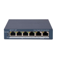 HIKVISION DS-3E1506P-EI/M Hikvision Gigabit PoE Switch Gestionable - 4 puertos PoE 802.3af/at + 2 Uplink RJ45 - 4 RJ45 10/100/10