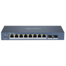 HIKVISION DS-3E1510P-SI Switch PoE Hikvision - 8 puertos RJ45 Gigabit + 2 puertos SFP - 8 Puertos PoE+ 802.3af/at - Hasta 110w d