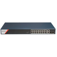 HIKVISION DS-3E1520HP-SI-16P2T2F Switch PoE Hikvision - 16 puertos RJ45 GE + 2 puertos Gigabit RJ45/SFP - 16 Puertos PoE+ 802.3a